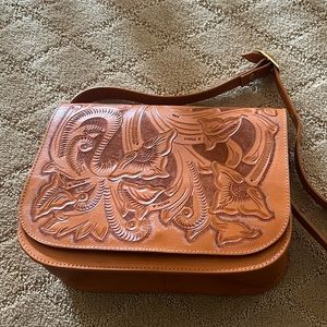 Beautiful Hand Tooled Leather Crossbody Bag